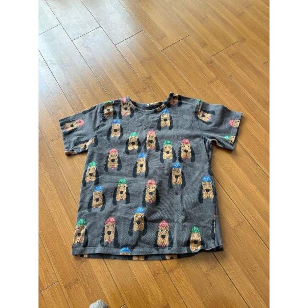 Mini Rodini Bloodhound AOP SS T-shirt Grey Kid's 9-11 YO